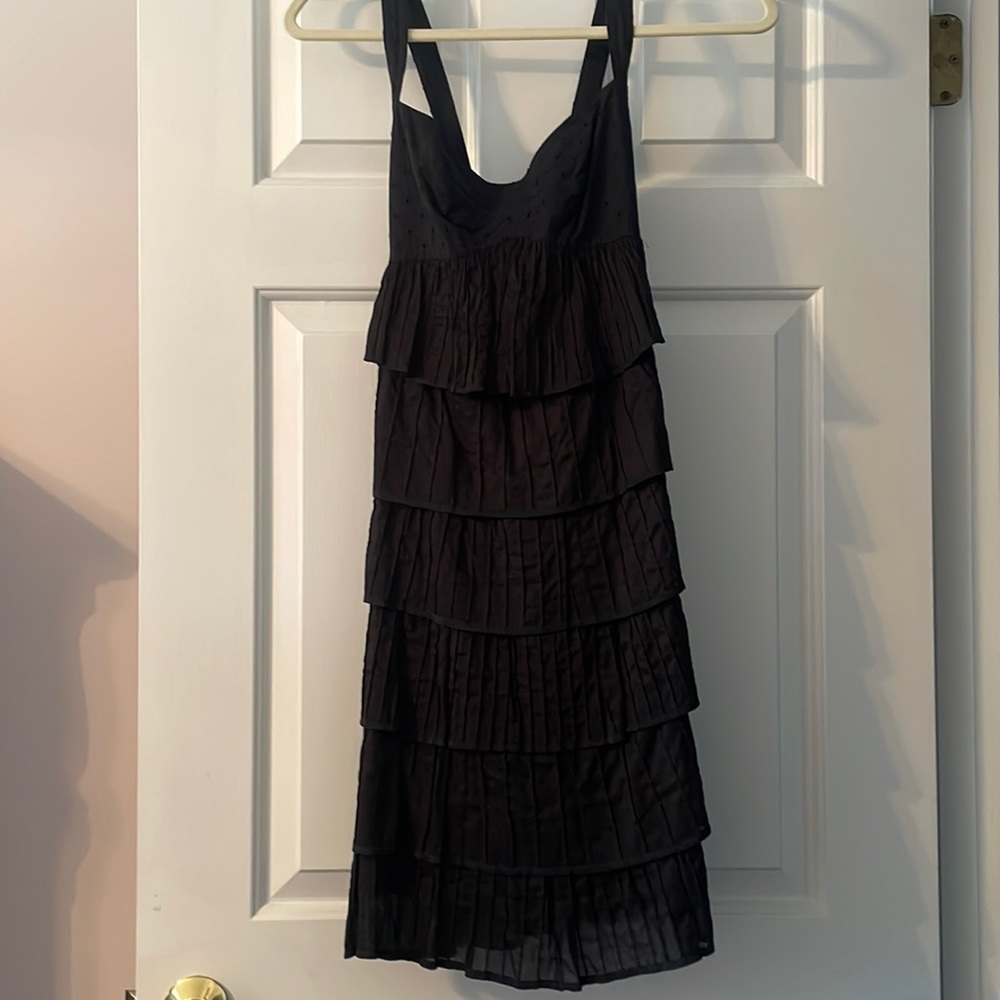 Cynthia Steffe black pleated ruffle dress size 2